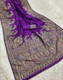 Palimpsest Purple Pashmina Saree With Pleasant Blouse Piece