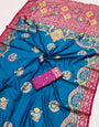 Gorgeous Blue Pashmina Saree With Lissome Blouse Piece
