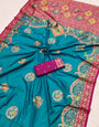 Brood Firozi Pashmina Saree With Wonderful Blouse Piece