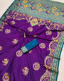 Cynosure Purple Pashmina Saree With Delectable Blouse Piece