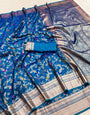 Stylish Blue Soft Banarasi Silk Saree With Conflate Blouse Piece