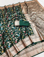 Arresting Dark Green Soft Banarasi Silk Saree With Evocative Blouse Piece