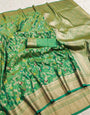 Lovely Green Soft Banarasi Silk Saree With Desirable Blouse Piece
