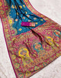 Glorious Blue Pashmina Saree With Entrancing Blouse Piece