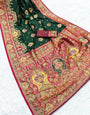Vibrant Dark Green Pashmina Saree With Mellifluous Blouse Piece