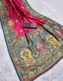 Beauteous Dark Pink Pashmina Saree With Captivating Blouse Piece