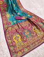 Alluring Firozi Pashmina Saree With Marvellous Blouse Piece