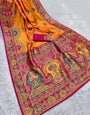 Ephemeral Orange Pashmina Saree With Exuberant Blouse Piece