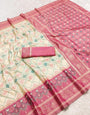 Gleaming Beige Pure Zari Weaving Banarasi Silk Saree With Flattering Blouse Piece