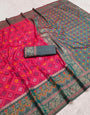 Supernal Dark Pink Pure Zari Weaving Banarasi Silk Saree With Girlish Blouse Piece