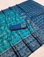 Scintilla Firozi Pure Zari Weaving Banarasi Silk Saree With Designer Blouse Piece