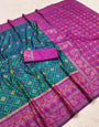 Alluring Rama Pure Zari Weaving Banarasi Silk Saree With Adorning Blouse Piece