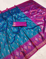 Incomparable Blue Pure Zari Weaving Banarasi Silk Saree With Proficient Blouse Piece