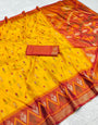 Charming Yellow Pure Zari Weaving Banarasi Silk Saree With Appealing Blouse Piece