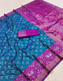 Fairytale Blue Pure Zari Weaving Banarasi Silk Saree With Seraglio Blouse Piece
