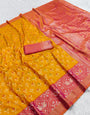 Allure Yellow Pure Zari Weaving Banarasi Silk Saree With Ravishing Blouse Piece