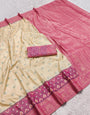 Twirling Beige Pure Zari Weaving Banarasi Silk Saree With Deserving Blouse Piece