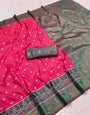 Smashing Dark Pink Pure Zari Weaving Banarasi Silk Saree With Prodigal Blouse Piece
