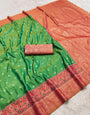 Charismatic Green Pure Zari Weaving Banarasi Silk Saree With Ornate Blouse Piece