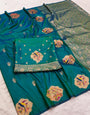 Super classy Rama Pure Zari Weaving Banarasi Silk Saree With Classy Blouse Piece