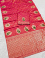 Tremendous Pink Pure Zari Weaving Banarasi Silk Saree With Demure Blouse Piece