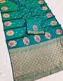 Skinny Rama Pure Zari Weaving Banarasi Silk Saree With Snappy Blouse Piece