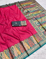 Quixotic Dark Pink Nylon Dola Pashmina Saree With Vivacious Blouse Piece