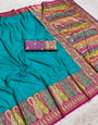 Comely Firozi Nylon Dola Pashmina Saree With Hypnotic Blouse Piece