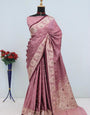 Sumptuous Pink Banarasi Satin Silk Saree With Opulent Blouse