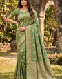 Lassitude Green Banarasi Satin Silk Saree With Propinquity Blouse