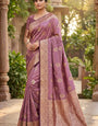 Designer Pink Banarasi Satin Silk Saree With Luxuriant Blouse