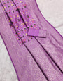 Sempiternal Lavender Soft Banarasi Silk Saree With Pretty Blouse Piece