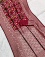 Stylish Maroon Soft Banarasi Silk Saree With Conflate Blouse Piece
