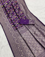 Amiable Purple Soft Banarasi Silk Saree With Eloquence Blouse Piece