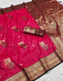 Amiable Dark Pink Paithani Silk Saree With Eloquence Blouse Piece