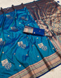 Allure Firozi Paithani Silk Saree With Ravishing Blouse Piece