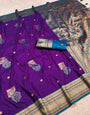 Delightful Purple Paithani Silk Saree With Alluring Blouse Piece