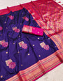 Mellifluous Royal Blue Paithani Silk Saree With Stylish Blouse Piece