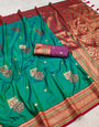 Nemesis Sea Green Paithani Silk Saree With Stunner Blouse Piece