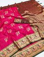 Cynosure Dark Pink Paithani Silk Saree With Seraglio Blouse Piece