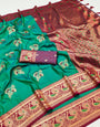 Admirable Sea Green Paithani Silk Saree With Prominent Blouse Piece