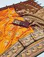 Girlish Yellow Paithani Silk Saree With Extraordinary Blouse Piece