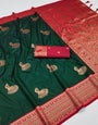 Adorning Dark Green Paithani Silk Saree With Arresting Blouse Piece