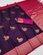 Exquisite Purple Paithani Silk Saree With Precious Blouse Piece
