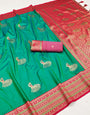 Refreshing Sea Green Paithani Silk Saree With Grandiose Blouse Piece