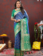 Ideal Blue Patola Silk Saree with Most Stunning Blouse Piece