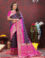 Blooming Navy Blue Patola Silk Saree with Desirable Blouse Piece