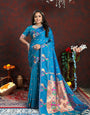 Most Flattering Firozi Paithani Silk Saree With Prominent Blouse Piece