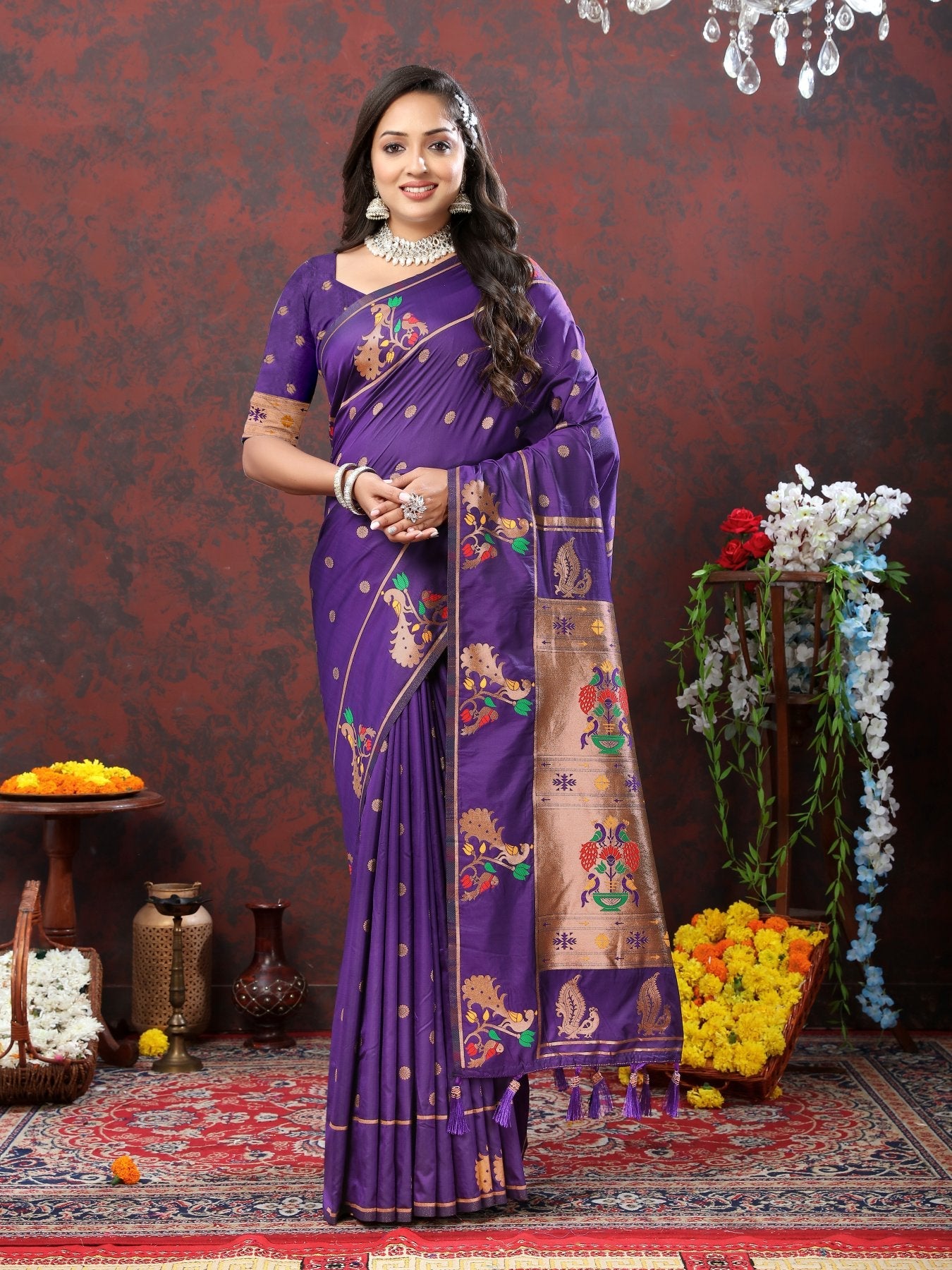 Entrancing Purple Paithani Silk Saree With Majesty Blouse Piece