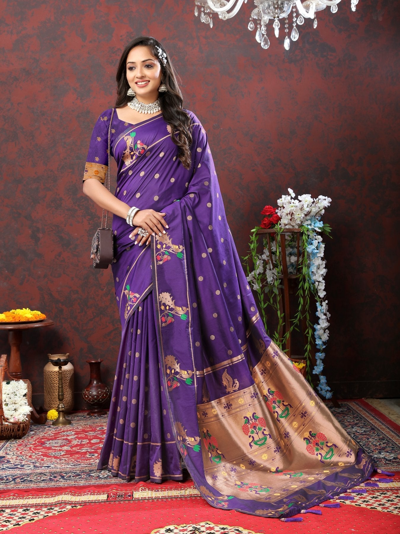 Entrancing Purple Paithani Silk Saree With Majesty Blouse Piece